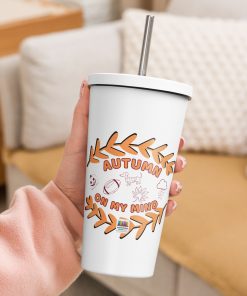 Alternative view of "Autumn On My Mind" 20oz.  Insulated tumbler with a straw